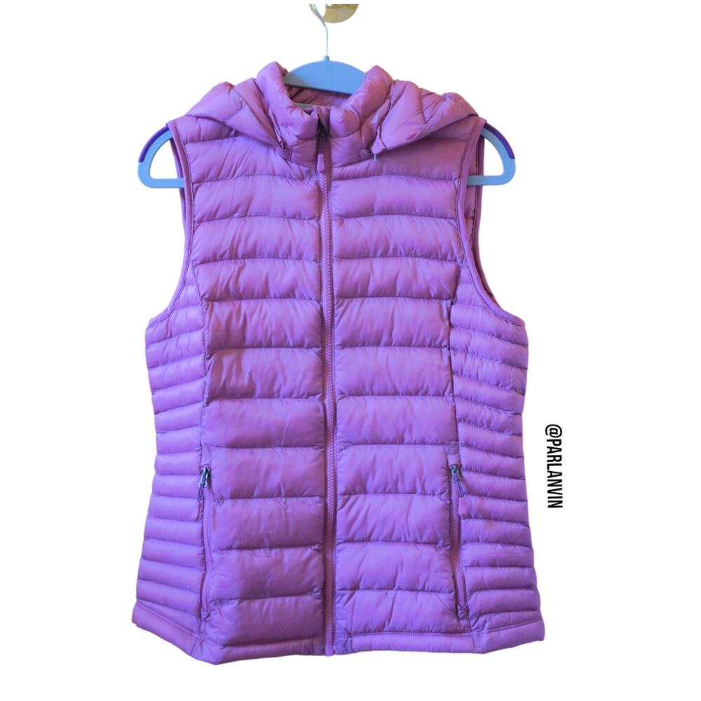 32 Degrees Heat Thermal Lightweight Puffer Vest Detachable Hood Pink Size XS